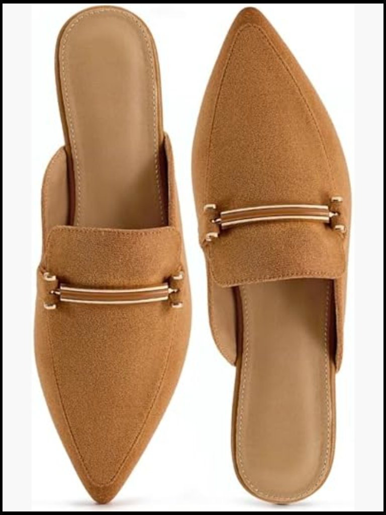 Suede Mules Pointed Toe Slip On Business Casual Chic Elegant Dressy Flats